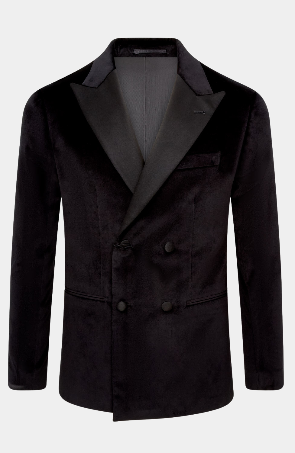 BLACK VELVET DOUBLE BREASTED TUXEDO JACKET