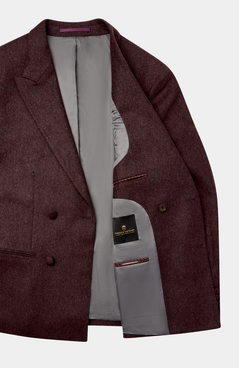 INISHEER BURGUNDY TWEED DOUBLE BREASTED JACKET