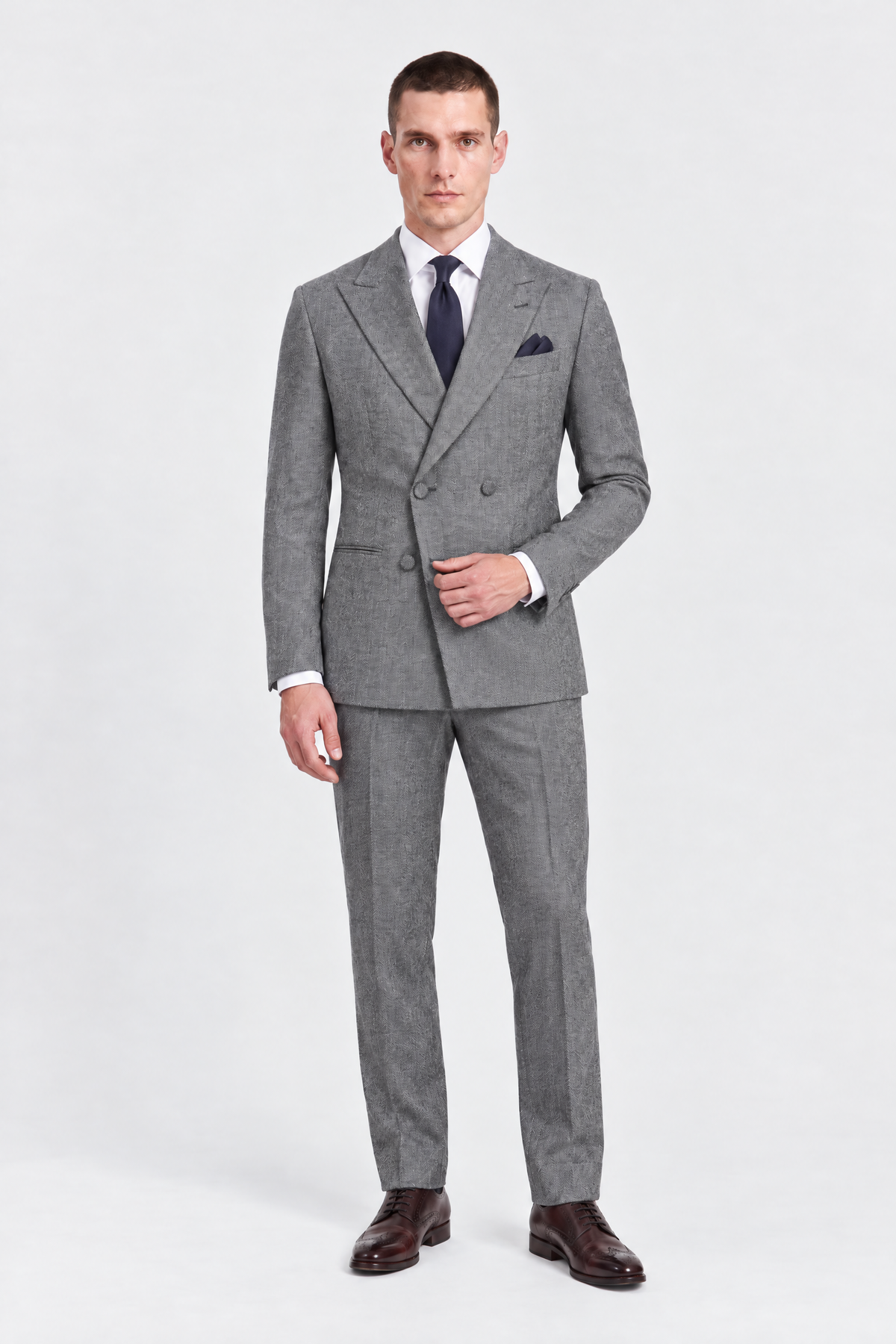 TRESCO HERRINGBONE 3 PIECE DOUBLE BREASTED SUIT