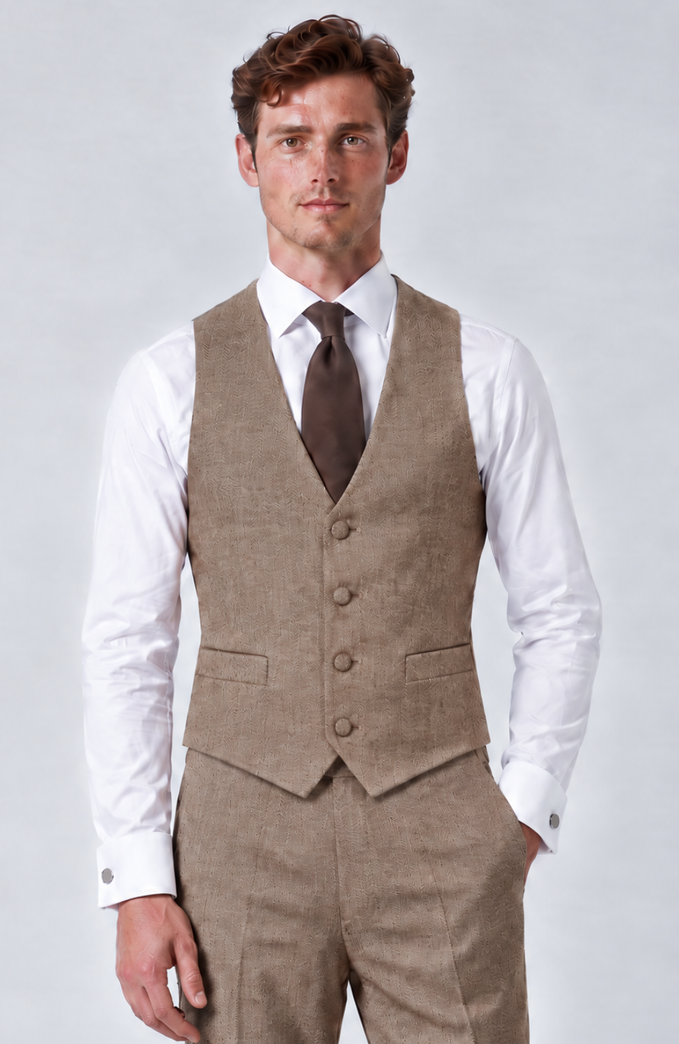 WESTRAY HERRINGBONE WAISTCOAT