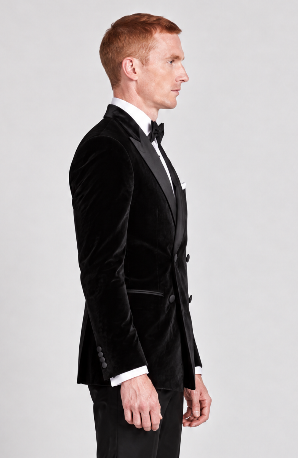 BLACK VELVET DOUBLE BREASTED TUXEDO JACKET
