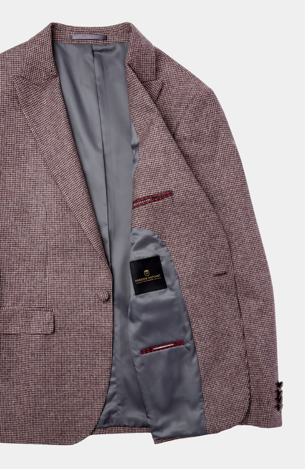 ISLAY BURGUNDY HOUNDSTOOTH JACKET