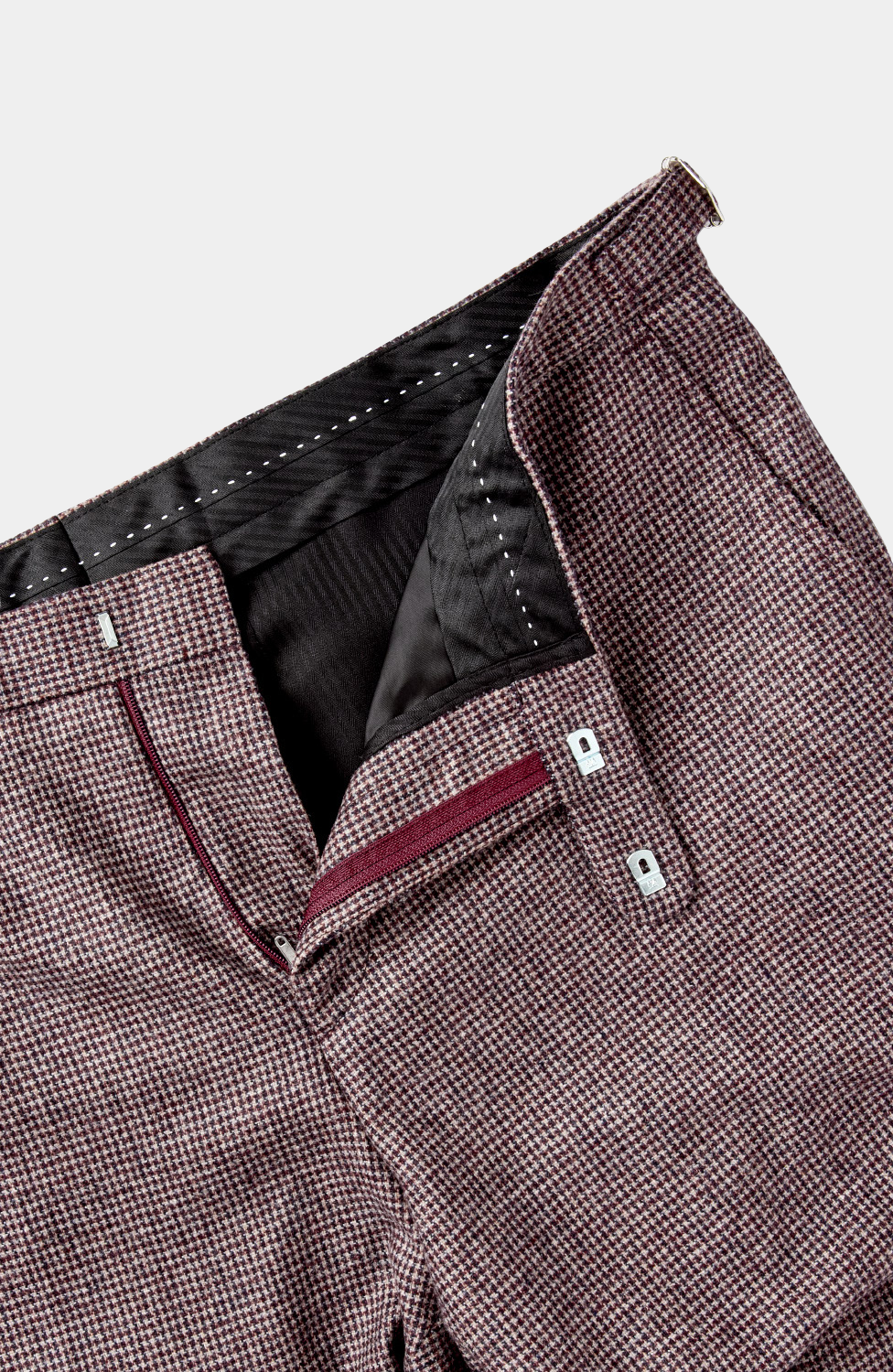 ISLAY BURGUNDY HOUNDSTOOTH TROUSER