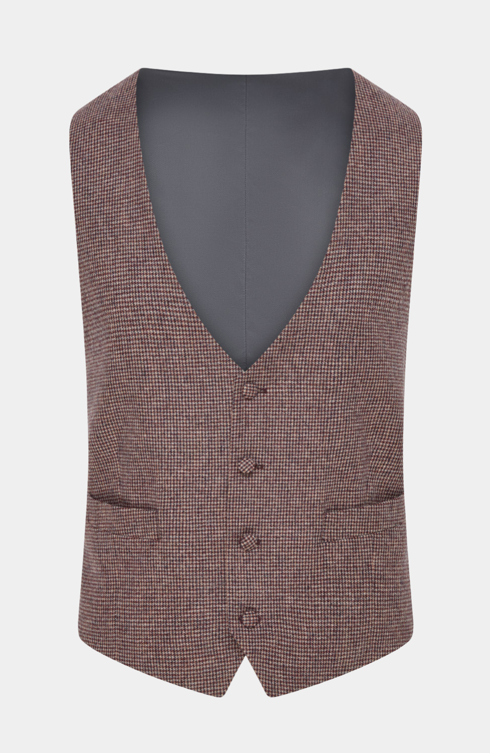 ISLAY BURGUNDY HOUNDSTOOTH WAISTCOAT - HIRE