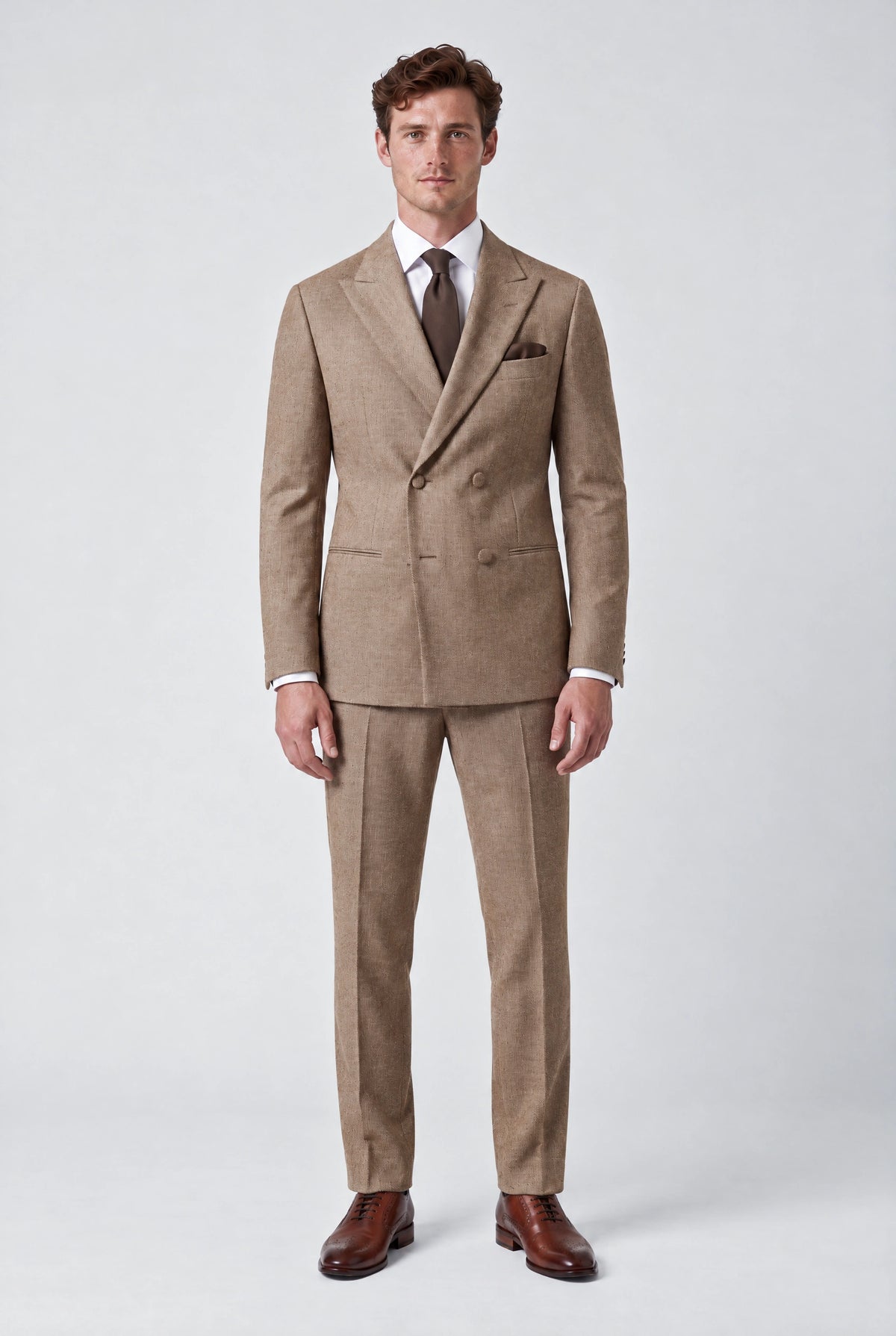 WESTRAY HERRINGBONE 3 PIECE DOUBLE BREASTED SUIT